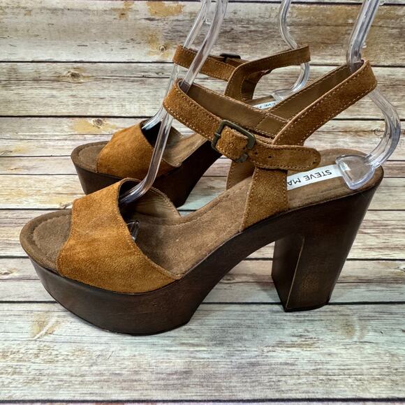Steve Madden Womens Brown Suede Leather Lulla Open Toe Plat Form Sandals 11 - Picture 4 of 9